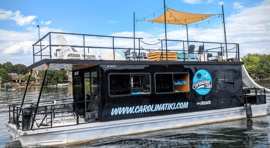 Carolina Tiki Lake Norman boat rental charter with luxury group transportation
